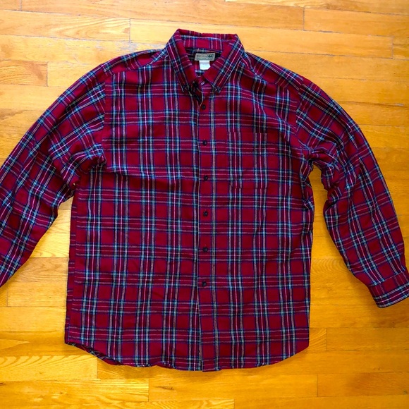 LL Bean Scotch Plaid Flannel Shirt - Picture 1 of 9